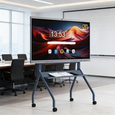 Smart Board Stand for Interactive Whiteboard 55"-86", Mobile Stand with 4 Lockable Wheels, Whiteboard Portable Cart for the Modern Office School Classroom Home, Stable, Easy to Install and Move in Saudi Arabia