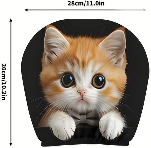 2 Pcs Cute Orange Cat Car Headrest Covers- Large Eyed Animal Print Auto Seat Protector Accessories, Soft Breathable Knit Polyester Universal Fit Interior Decor for Men Women Couples Road Trips in Saudi Arabia