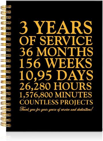 10 Years of Service Black Golden Thank You Spiral Notebook,10th Anniversary Work Commemoration, Staff Service Recognition Gifts,Thank You 10 Years Work Gifts for Coworkers in Saudi Arabia