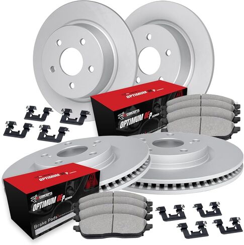R1 Concepts Front and Rear Brake Kit Fits 2017-2020 Acura MDX| Optimum Oep Pads, Blank Rotors| Hardware| 13.0" Front & 13.0" Rear in Kuwait