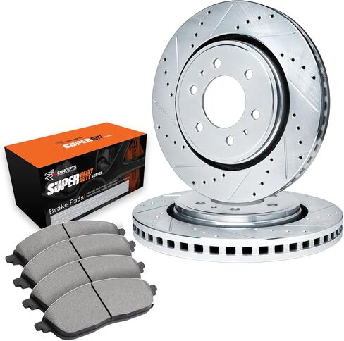 R1 Concepts Front Brake Kit Fits 1971-1991 Chevrolet Blazer, GMC Jimmy; 1975-1986 Chevrolet K10, K5; 1971-1974 Chevrolet K10| Super Duty Brake Pads and Drilled Slotted Brake Rotors| 12.0" Front Rotor in Kuwait