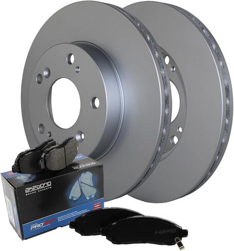 Coated Vented 262mm Disc Rotors and Akebono ProACT Ceramic Slotted Pad Set with Hardware and Acoustic Sensor Front Brake Kit Honda Civic Hybrid-L Hybrid 1.3L L4 Si 2.0L L4 in Saudi Arabia