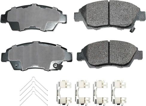 Coated Vented 262mm Disc Rotors and Akebono ProACT Ceramic Slotted Pad Set with Hardware and Acoustic Sensor Front Brake Kit Honda Civic Hybrid-L Hybrid 1.3L L4 Si 2.0L L4 in Saudi Arabia
