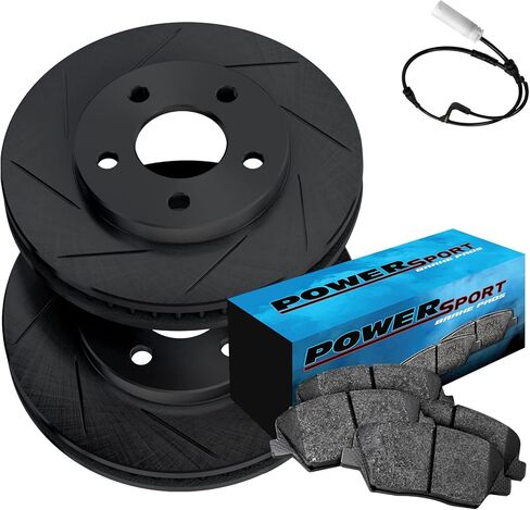 Power Sport Front Brake Kit For 2002-2008 Mini Cooper| Slotted Brake Rotors| Ceramic Brake Pads and Rotors Kit in Kuwait