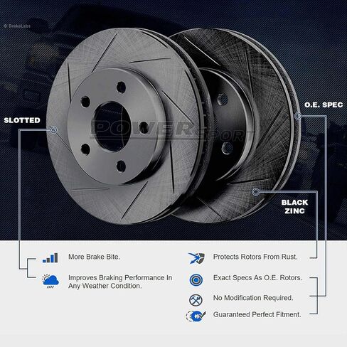 Power Sport Front Brake Kit For 2002-2008 Mini Cooper| Slotted Brake Rotors| Ceramic Brake Pads and Rotors Kit in Kuwait