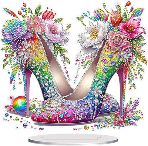 5D Diamond Art Painting Kits for Adults Women, 3D Blue High Heels Shoes Lovers Gift, Stand Up Fashion Tabletop Decor, DIY Craft with Complete Tools in Kuwait