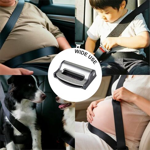 [4-Pack] Universal Seat Belt Adjuster for Adults - Premium Anti-Slip Seatbelt Clip to Relieve Neck & Shoulder Pressure - Comfortable Strap Positioner for Cars, SUVs & Trucks (Black+Silver) in Saudi Arabia