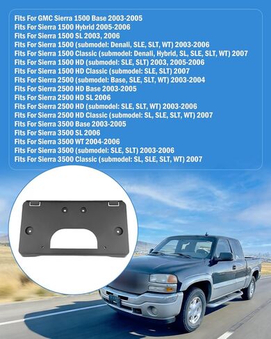 حامل إطار لوحة الرخصة الأمامي مناسب لسيارة GMC Sierra 1500 2500 3500 HD 2003 2004 2005 2006 2007، استبدل 15199886 in Kuwait