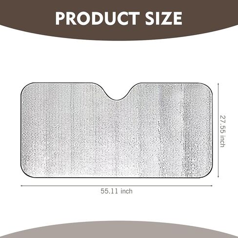 1 PC Car Windshield Sun Shade, Auto Front Car Window Shades Protector, Foldable Automotive Windshield Thermal Isolator Accessories，Keeps Vehicle Cool (Sliver# 55.1" × 27.5") in Saudi Arabia