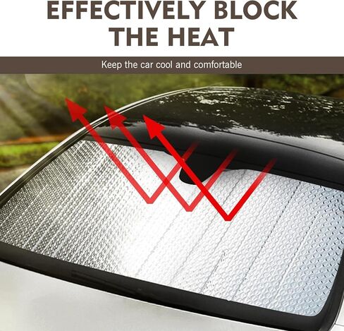 1 PC Car Windshield Sun Shade, Auto Front Car Window Shades Protector, Foldable Automotive Windshield Thermal Isolator Accessories，Keeps Vehicle Cool (Sliver# 55.1" × 27.5") in Saudi Arabia