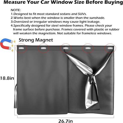 Car Window Shades, 2 Pack Magnetic Double Layer Side Window Sun Shade, UV Protection Car Curtains, Full Covers/Half Shade Window Sunshade for Baby Family Protection in Saudi Arabia