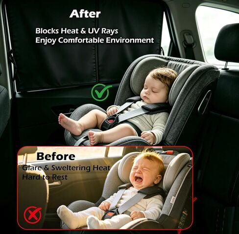 Car Window Shades, 2 Pack Magnetic Double Layer Side Window Sun Shade, UV Protection Car Curtains, Full Covers/Half Shade Window Sunshade for Baby Family Protection in Kuwait