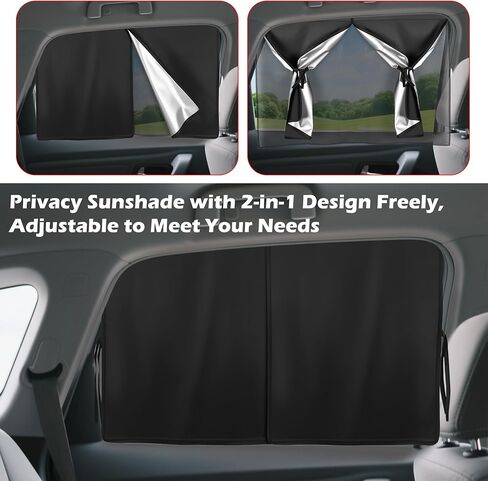 Car Window Shades, 2 Pack Magnetic Double Layer Side Window Sun Shade, UV Protection Car Curtains, Full Covers/Half Shade Window Sunshade for Baby Family Protection in Kuwait