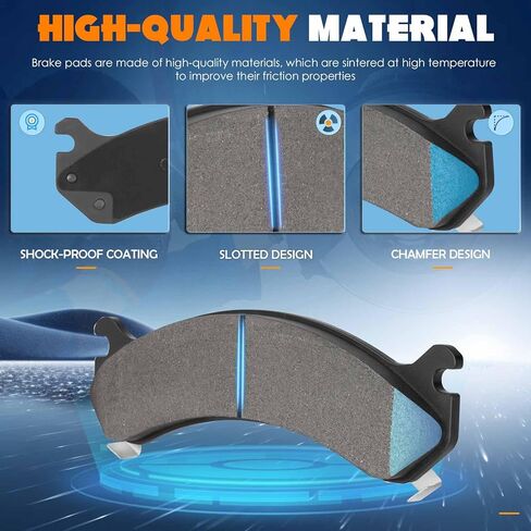 4PCS Front Semi-Metal Brake Pads Set for Chevry Silverado 1500 HD/2500/3500, for GMC Sierra 1500/2500/3500, Savana/Yukon XL 2500/Hummer H2, for Avalanche/Suburban/Express 2500,for Cadillac DeVille DTS in Kuwait