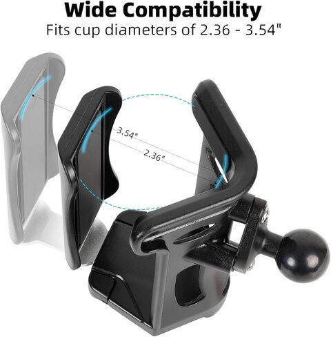 Heavy Duty Motorcycle Cup Holder, Double 360° Swivel Level Cup Drink Holder with Handlebar U-Bolt Base & Aluminum Alloy Medium Arm, Universal Water Bottle Holder for Harley, Bike, ATV, UTV in Saudi Arabia