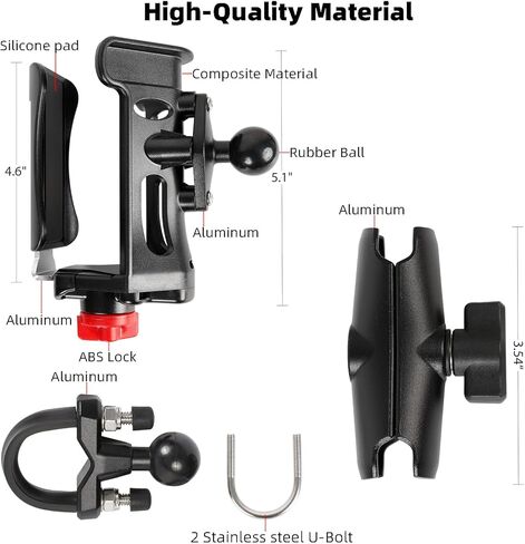 Heavy Duty Motorcycle Cup Holder, Double 360° Swivel Level Cup Drink Holder with Handlebar U-Bolt Base & Aluminum Alloy Medium Arm, Universal Water Bottle Holder for Harley, Bike, ATV, UTV in Saudi Arabia