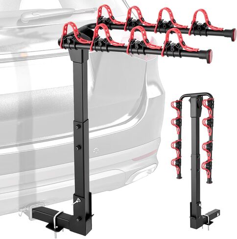 Bike Rack for Car, Bike Rack Hitch Mount with 2'' Hitch Receiver, 4 Bike Capacity 165 Load, Tiltable & Foldable for Trunk Access, Bike Rack Hitch for SUV/Truck/RV, Ratchet Straps in Saudi Arabia