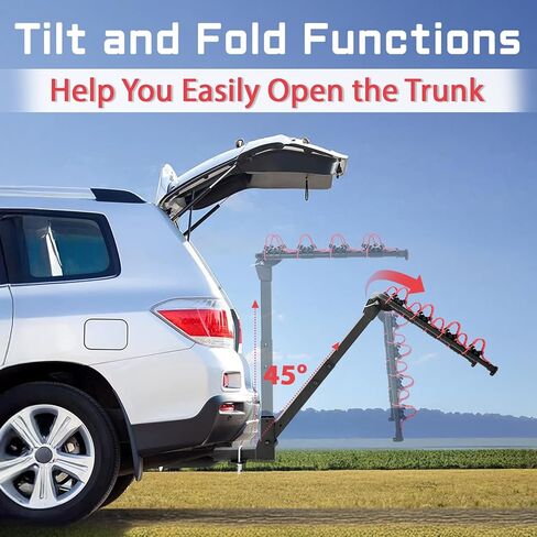 Bike Rack for Car, Bike Rack Hitch Mount with 2'' Hitch Receiver, 4 Bike Capacity 165 Load, Tiltable & Foldable for Trunk Access, Bike Rack Hitch for SUV/Truck/RV, Ratchet Straps in Saudi Arabia