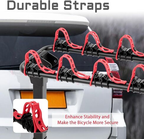 Bike Rack for Car, Bike Rack Hitch Mount with 2'' Hitch Receiver, 4 Bike Capacity 165 Load, Tiltable & Foldable for Trunk Access, Bike Rack Hitch for SUV/Truck/RV, Ratchet Straps in Saudi Arabia