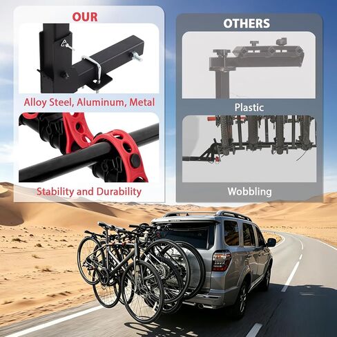 Bike Rack for Car, Bike Rack Hitch Mount with 2'' Hitch Receiver, 4 Bike Capacity 165 Load, Tiltable & Foldable for Trunk Access, Bike Rack Hitch for SUV/Truck/RV, Ratchet Straps in Saudi Arabia
