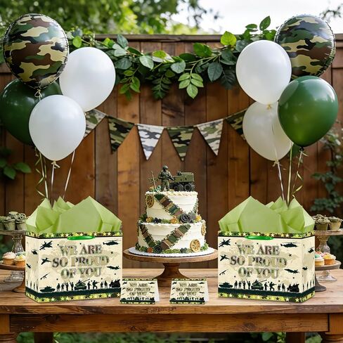 Camouflage Gift Bag Army Camo Wrapping Paper Bag with Tissue Paper Card Army Party Favors WE ARE SO PROUD Of YOU Patriotic Military Gift Bag for Veterans Day Memorial 4th of July Independence Day in Saudi Arabia