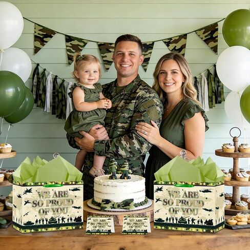 Camouflage Gift Bag Army Camo Wrapping Paper Bag with Tissue Paper Card Army Party Favors WE ARE SO PROUD Of YOU Patriotic Military Gift Bag for Veterans Day Memorial 4th of July Independence Day in Saudi Arabia