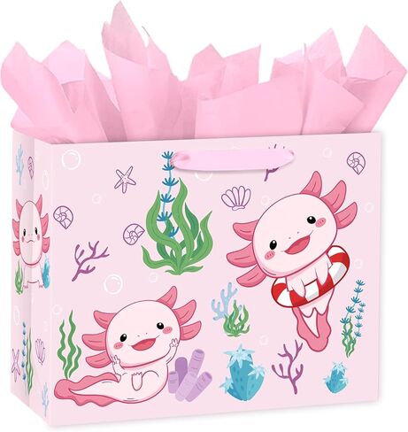 Loveinside Princess Castle Gift Bag for Girls, Pink Fairy Tale Castle with Butterfly and Crown, Medium Size Bag with Tissue Paper, Tag, Card for Birthday, Party, Princess Theme, 13" x 5" x 10", 1 Pcs in Kuwait