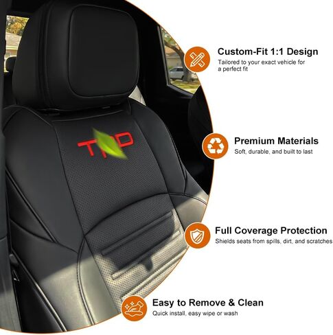 Lexland Seat Covers for 4Runner 2025+ Full Coverage Black Seat Protector Nappa Leather Waterproof Seat Protector with Letter Style for Toyota 4runner 2025+ Airbag Compatible(5-Seater) in Saudi Arabia