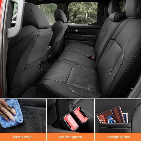 TAPTES مجموعة كاملة من أغطية مقاعد السيارة مناسبة تمامًا لسيارة Toyota Tacoma 2026 2025 2024، طاقم الكابينة المزدوج الجيل الرابع (الغاز فقط) من الجلد المقاوم للماء لتغطية الشاحنات وملحقات حماية الالتقاط الأمامية الخلفية، أسود مموه in Kuwait