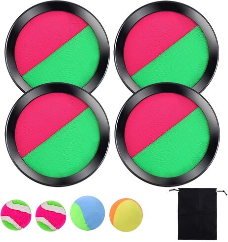 Cooraby Paddle Toss and Catch Ball Game 2 Set Toss and Catch Balls Game Suitable for Sports, Beach and Party Favor with Storage Bag, 4 Paddles and 4 Balls in Saudi Arabia