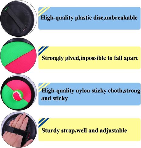 Cooraby Paddle Toss and Catch Ball Game 2 Set Toss and Catch Balls Game Suitable for Sports, Beach and Party Favor with Storage Bag, 4 Paddles and 4 Balls in Saudi Arabia