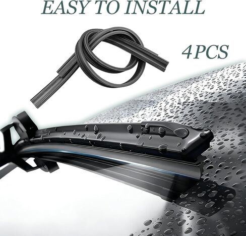 4 Pieces Silicone Windshield Wiper Blades Refills, DIY Adjustable Car Windscreen Wiper Rubber Strips, Universal Replacement Boneless Insert Silicone Strips for Car, Truck, SUV (25.59Inch) in Kuwait
