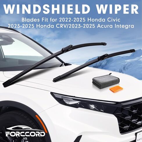 Forccrod 24"+19" Windshield Wipers Fit for 2022-2025 Honda Civic, 2023-2025 CR-V CRV, 2023-2025 Acura Integra Original Equipment Wiper Blades Top Lock with Car Cleaning Clay & Towel (2-Pack) in Kuwait