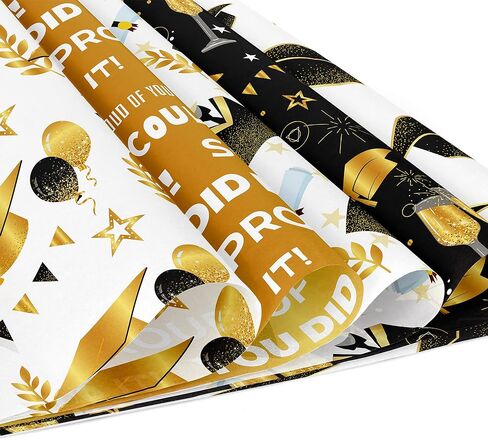 24 Sheets Black Gold Graduation Pattern Paper 12 x 12 In Graduation Scrapbook Paper 12 Designs Grad Black and Gold Decorative Cardstock Gold Origami Papers for Card Making Photo Album in Kuwait