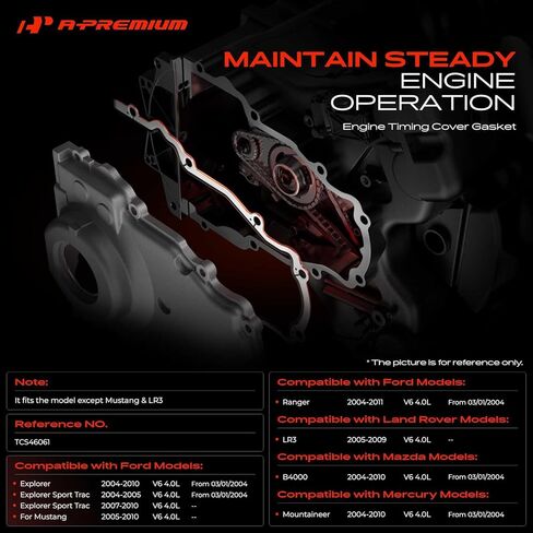 A-Premium Engine Timing Cover Gasket Set Compatible with Ford Explorer 2004-2010, Mustang 2005-2010, Ranger 2004-2011, Explorer Sport Trac & Mazda B4000 & Mercury Mountaineer & Land Rover LR3, 4.0L in Kuwait