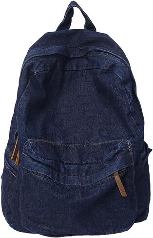 Mudono Denim Backpack for Women Retro Jeans Daypack Spacious Lightweight Rucksack Travel Backpack Fit 15 Inch Laptop in Saudi Arabia