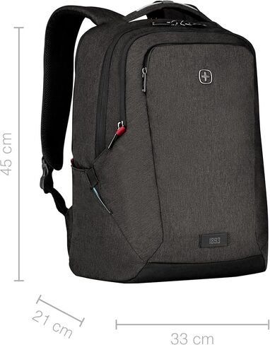 Wenger MX Professional laptop backpack with tablet pocket, notebook up to 16 inches, tablet of up to 10 inches, organizer, 21 L, for men and women, office, business travel, uni, mottled gray, 611641 in Saudi Arabia