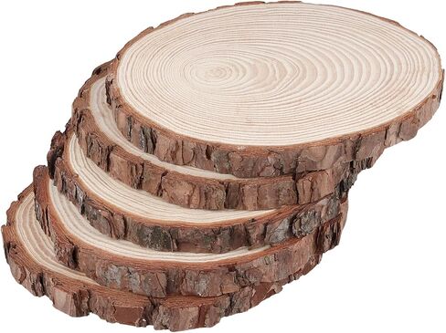 SHEUTSAN 20 PCS Wood Slice, 6-7 Inch Log Rounds Unfinished Wooden Discs for Crafts, DIY Arts, Home Decor in Saudi Arabia