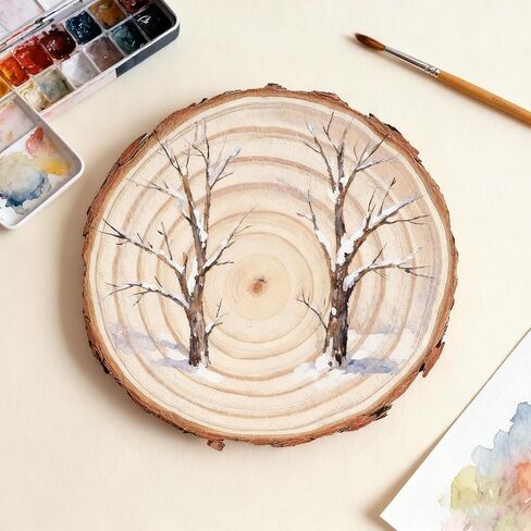 SHEUTSAN 20 PCS Wood Slice, 6-7 Inch Log Rounds Unfinished Wooden Discs for Crafts, DIY Arts, Home Decor in Saudi Arabia