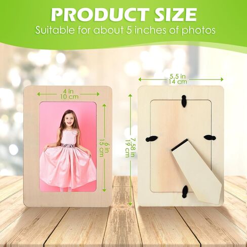 Qilery 24 مجموعة من إطارات الصور لإطارات الصور مقاس 4 × 6 صور تهنئة التخرج DIY إطارات صور خشبية غير مكتملة مع أدوات الرسم، ملصقات لامعة للتخرج وعيد الميلاد وعيد الأب والزفاف in Kuwait