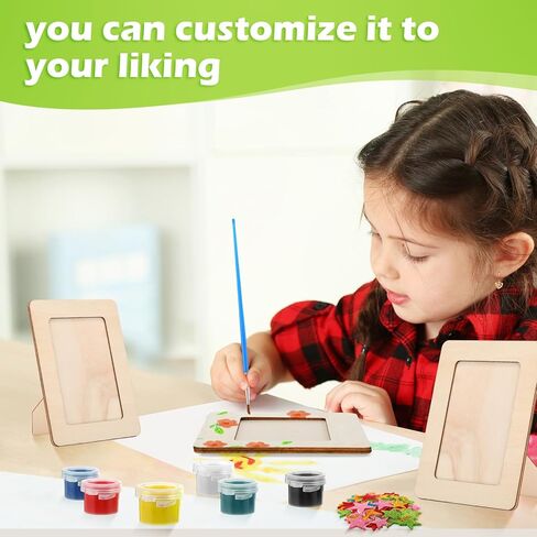Qilery 24 مجموعة من إطارات الصور لإطارات الصور مقاس 4 × 6 صور تهنئة التخرج DIY إطارات صور خشبية غير مكتملة مع أدوات الرسم، ملصقات لامعة للتخرج وعيد الميلاد وعيد الأب والزفاف in Kuwait