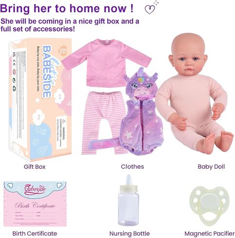 BABESIDE Lightweight Baby Doll Set–15" Realistic Soft Doll for Girls, Easy to Carry & Hug, Includes Bottle & Pacifier Set–Pretend Play & Gift for Kids Age 3+ in Kuwait