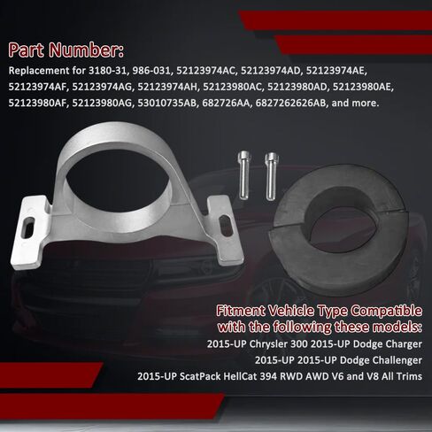 Center Bearing Support, Replacement for 2015-Up Dodge Charger Challenger Chrysler 300 Scat Pack Hellcat 394, Replaces 53010735AB 682726AA 3180-31 986-031 52123980AD in Saudi Arabia