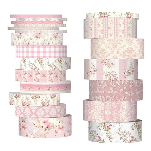 Colarr 21 Rolls Watercolor Floral Washi Tape Set 6 Yard Spring Flower Decorative Masking Tape for Craft DIY Arts Scrapbook Journaling Supplies Gift Wrapping, 3 Sizes in Kuwait