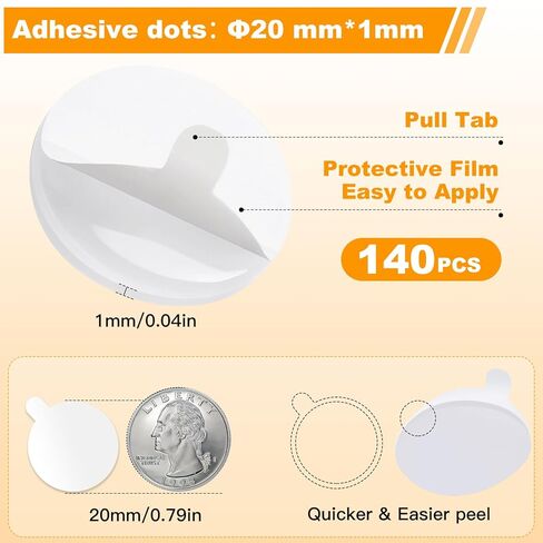 Sticky Dots Double Sided, 140 PCS 0.79" X 1mm Clear Removable Adhesive Dot for Hanging Posters Crafts Balloons Photos Party Decorations, Easy Release, Water Resistant, No Trace, Circle(20mm) in Saudi Arabia