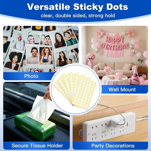 300 PCS Sticky Dots Double Sided, 0.79" X 0.04" Removable Adhesive Clear Dot for Poster DIY Crafts Balloon Photo Party Holiday Decoration, Strong Hold, No Trace, Flexible, Water Resistant in Saudi Arabia