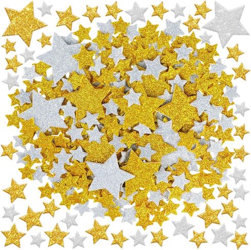 1032Pcs Foam Stickers Glitter Star Sticker Gold Silver Foam Stars Stickers Self Adhesive Star Sticker for Reward Scrapbooking Teacher Crafts Arts Poster Board Water Bottles Home Christmas Party Decor in Saudi Arabia