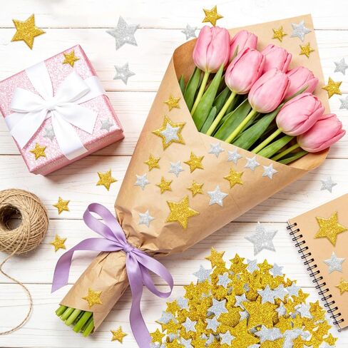 1032Pcs Foam Stickers Glitter Star Sticker Gold Silver Foam Stars Stickers Self Adhesive Star Sticker for Reward Scrapbooking Teacher Crafts Arts Poster Board Water Bottles Home Christmas Party Decor in Saudi Arabia