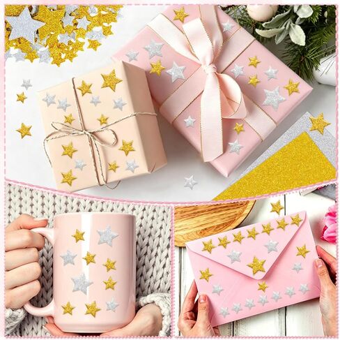 1032Pcs Foam Stickers Glitter Star Sticker Gold Silver Foam Stars Stickers Self Adhesive Star Sticker for Reward Scrapbooking Teacher Crafts Arts Poster Board Water Bottles Home Christmas Party Decor in Saudi Arabia