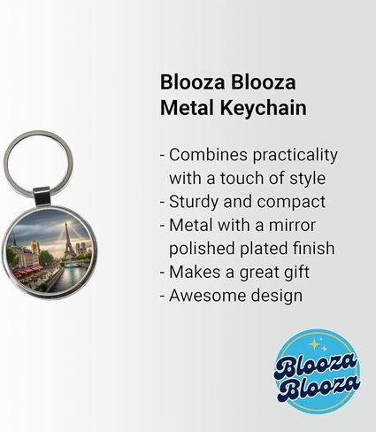 Paris France Cloudy Eiffel Tower Round Metal Keychain in Kuwait